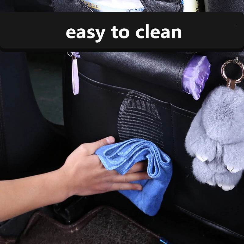 Car Seat Back Storage Organizer - Universal PU Leather Multi-Function Bag