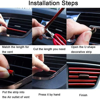Car Air Vent Grille Decoration Trim Sticker - U Style AC Outlet Strip