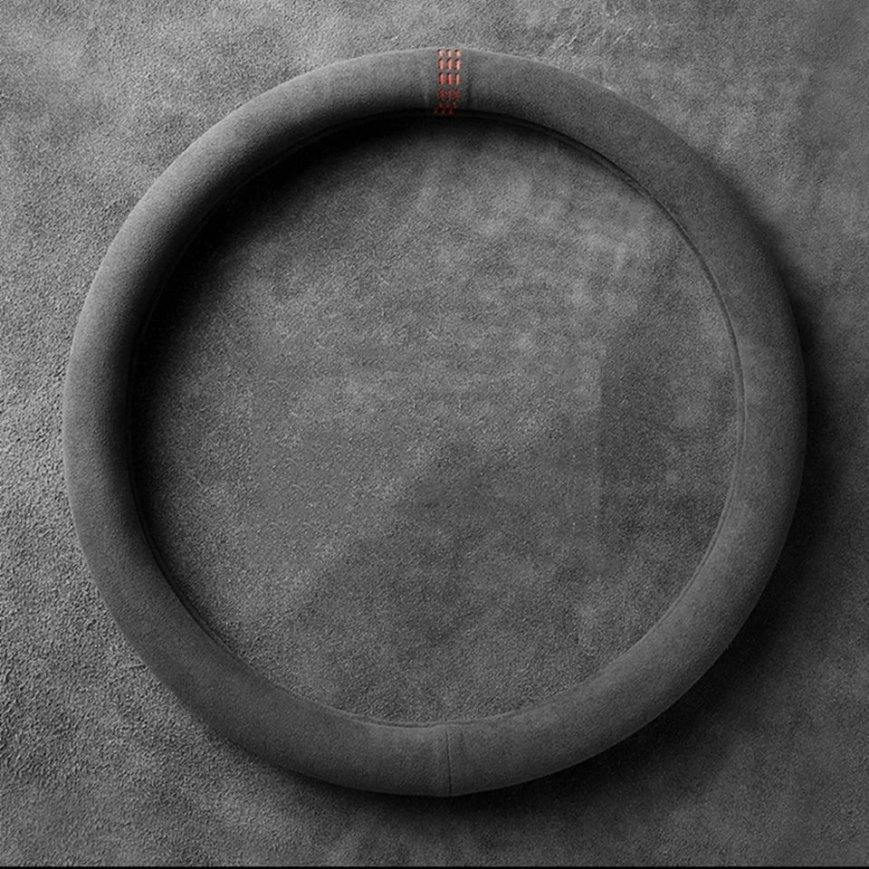 BMW Suede Leather Steering Wheel Cover - 38cm Universal Fit