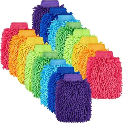 Premium Chenille Car Wash Gloves - Ultra-Soft Coral Fleece Microfiber Mitt for Scratch-Free Auto Detailing