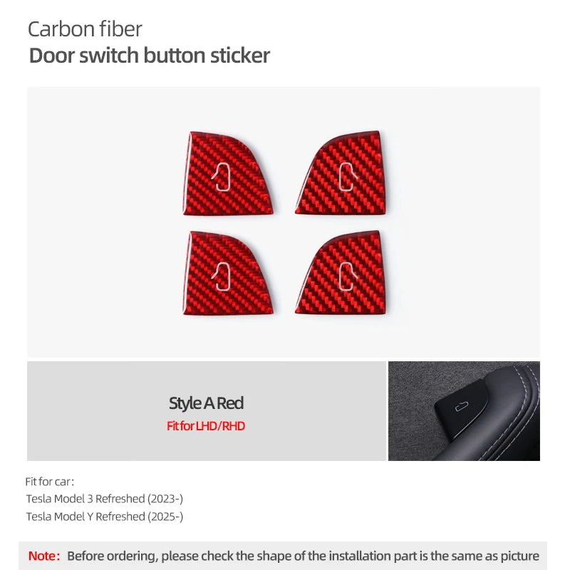 Tesla Model Y Juniper Model 3 Highland Carbon Door Switch Trim A red highland CHINA