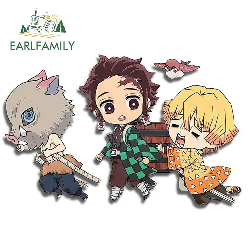 EARLFAMILY Anime Running Chibi Car Stickers - Kamado Nezuko Decal