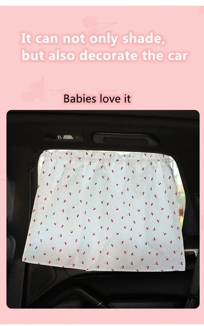 Car Window Sunshade Curtain - Cartoon Suction Cup UV Protection Kids