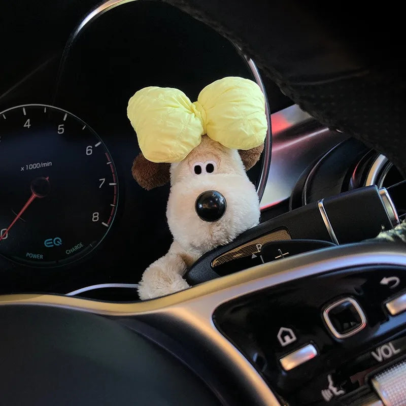 Plush Puppy Car Wiper Decoration - Kawaii Bowknot Dog Ornament