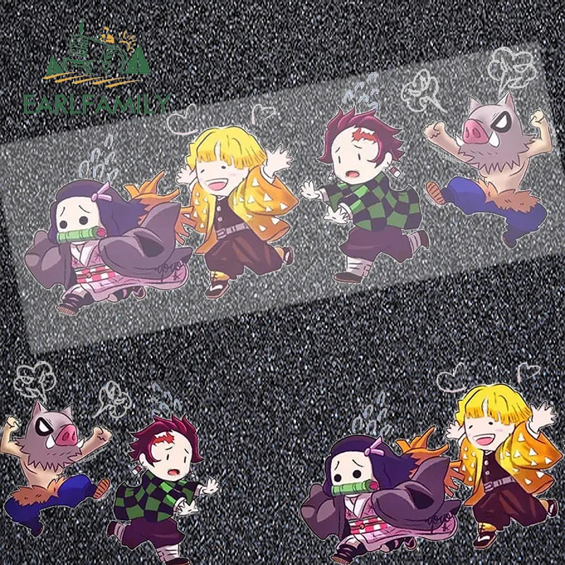 EARLFAMILY Anime Running Chibi Car Stickers - Kamado Nezuko Decal