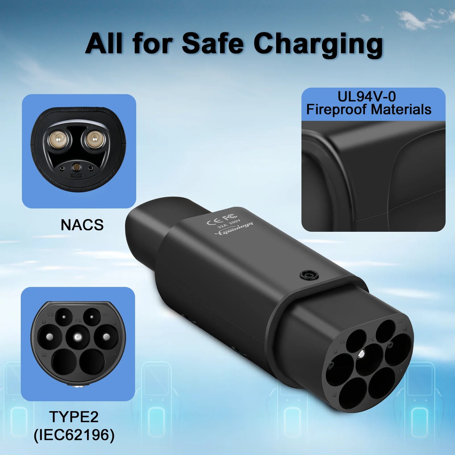 Type2 to Tesla Adapter AC 7.2KW - Model S/X/3 Charging