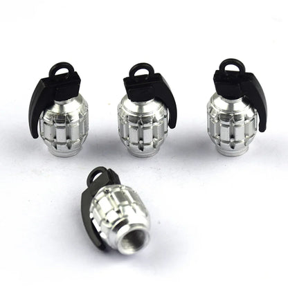Aluminum Grenade Tire Valve Caps - 4PCS Car Tyre Valve Stems Cover Air Dust Caps