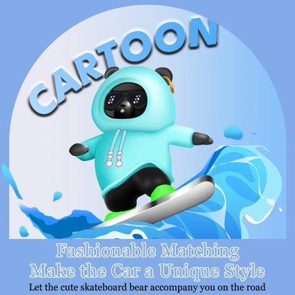 Car Skateboard Bear Decoration - Automatic Sliding Alloy Console Ornament