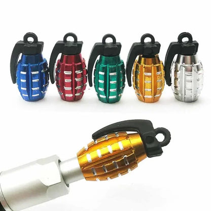 Aluminum Grenade Tire Valve Caps - 4PCS Car Tyre Valve Stems Cover Air Dust Caps