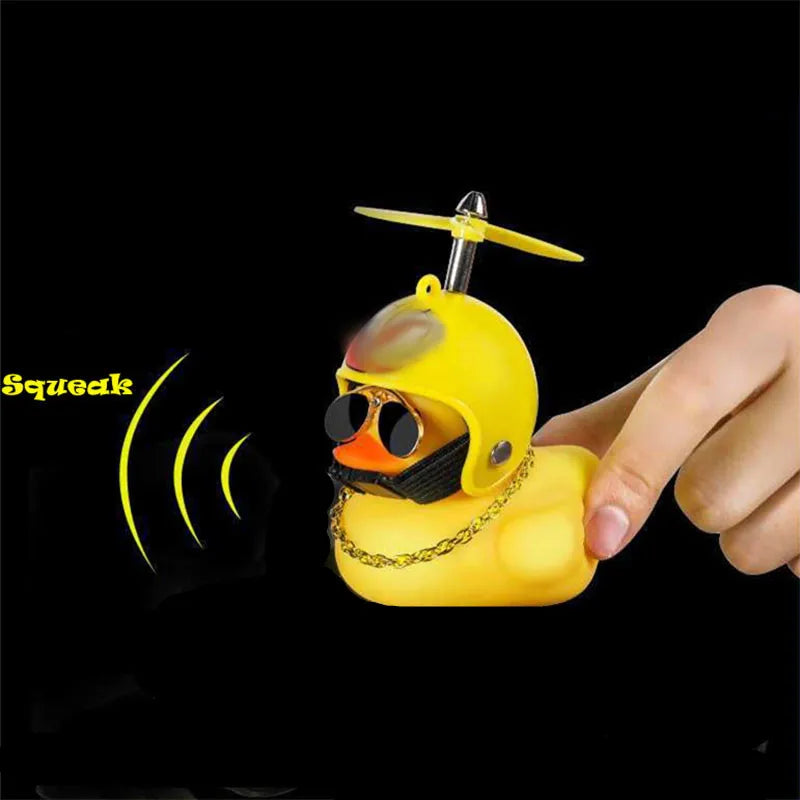 Car Duck with Helmet Wind Pendant - Yellow Duck Bike Accessory