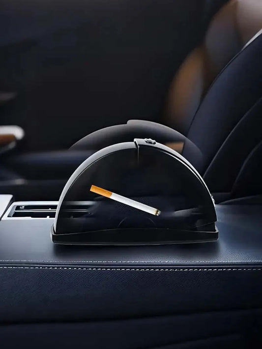 Car Ashtray with Lid - Convenient Ash Storage Container Black