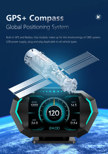 Car HUD Display OBD GPS P24 Digital Speedometer Dashboard Computer