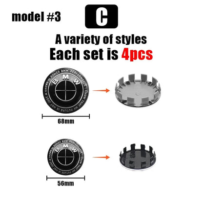 BMW Wheel Center Caps 4PCS - 68mm/56mm Hub Caps for Performance Models