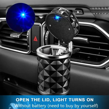 Car Cigarette Ashtray Cup with LED Light & Lid - Portable Detachable