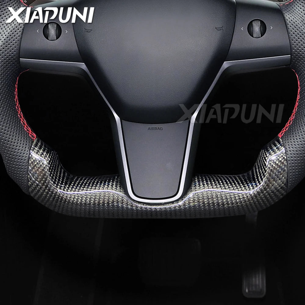 Tesla Model 3 Y LED Steering Wheel - Carbon Fiber Custom Racing Wheel