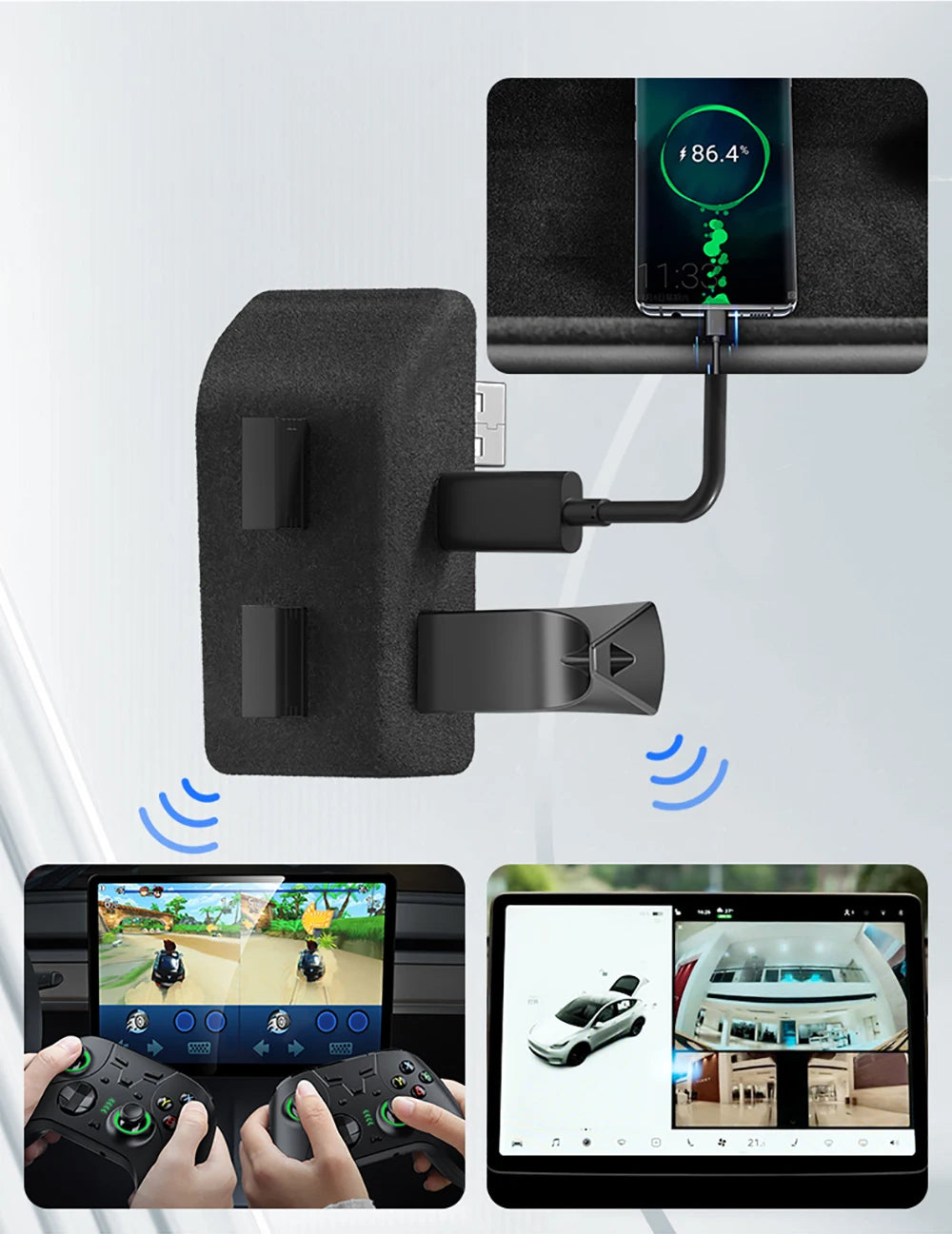 Tesla Model 3 Y Glove Box USB Hub - Highland Juniper Quick Charger 2021-2025
