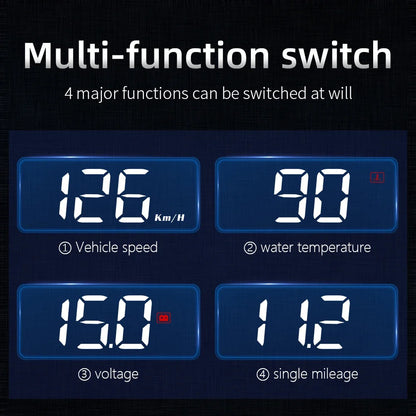 Multi-function switch display with vehicle speed, water temperature, voltage, and single mileage indicators.