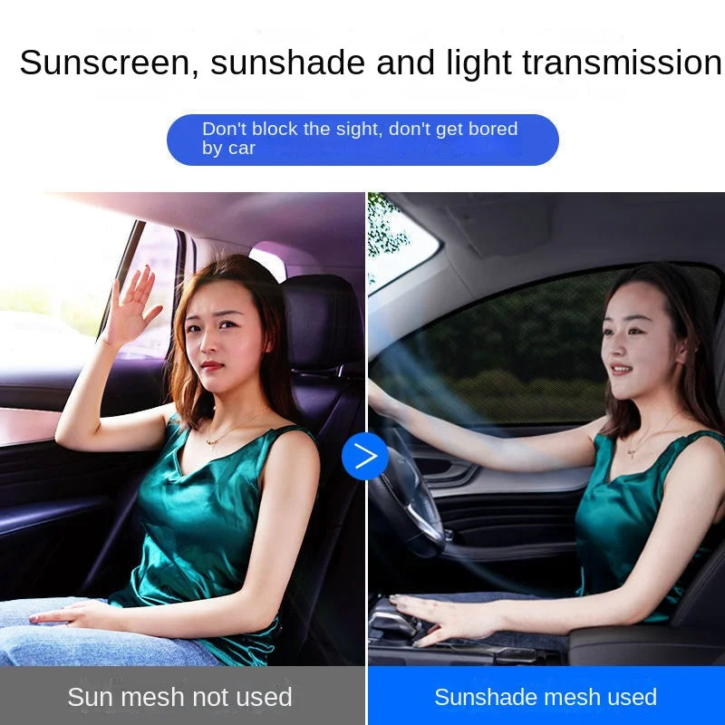 Car Rear Side Window Sunshade - 2pcs UV Mesh Mosquito Protection