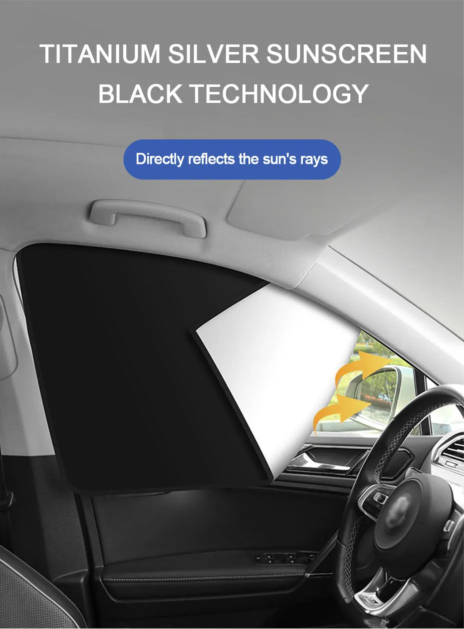 Car Side Window Sun Shade Curtains - Magnetic UV Protection 2pcs