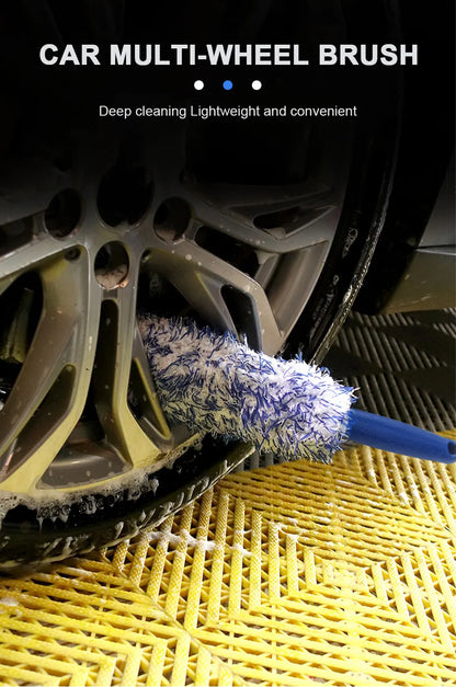 Car Wheel Cleaning Brush - Portable Plush Tire Rim Hub Detailing Tool