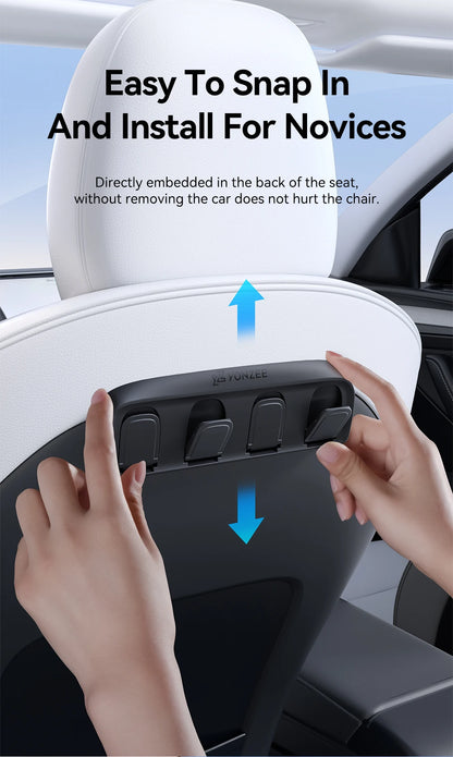 Tesla Foldable Car Seat Hooks - Heavy Duty 11lb Load Bearing Hangers Model 3/Y