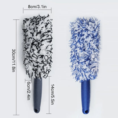 Car Wheel Cleaning Brush - Portable Plush Tire Rim Hub Detailing Tool