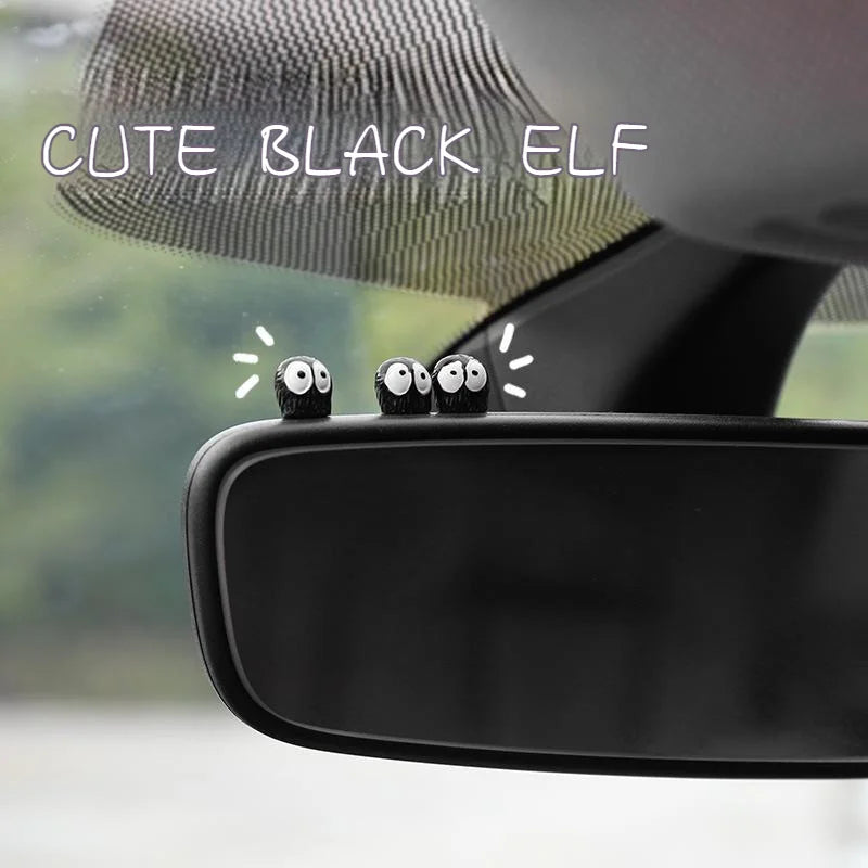 Cute Black Elf Car Interior Decoration Set - Rearview Mirror Ornaments