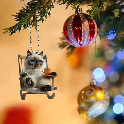 2D Acrylic Car Pendant - Rearview Mirror Hanging Ornament Dog/Cat