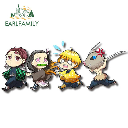 EARLFAMILY Anime Running Chibi Car Stickers - Kamado Nezuko Decal