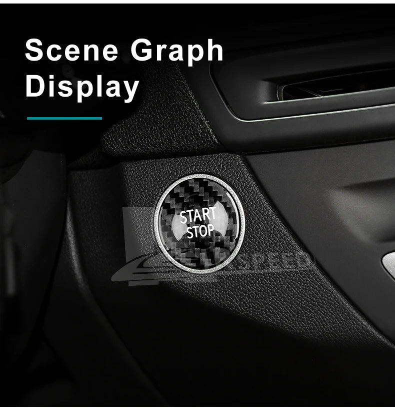 Carbon Fiber Engine Start Stop Button Cover for Renault Models