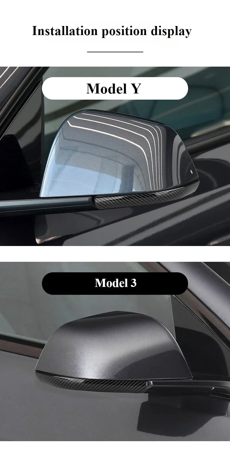 Tesla Model Y 3 Rearview Mirror Anti-Collision Strips - ABS Trim Cover