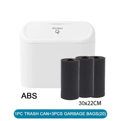 Car Trash Can with Lid - Leak-Proof Mini Waste Container with 300 Bags