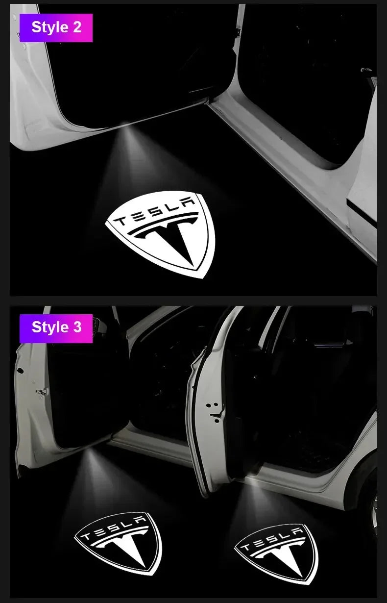 Tesla LED Door Welcome Light - Logo Projector Lamp 2pcs