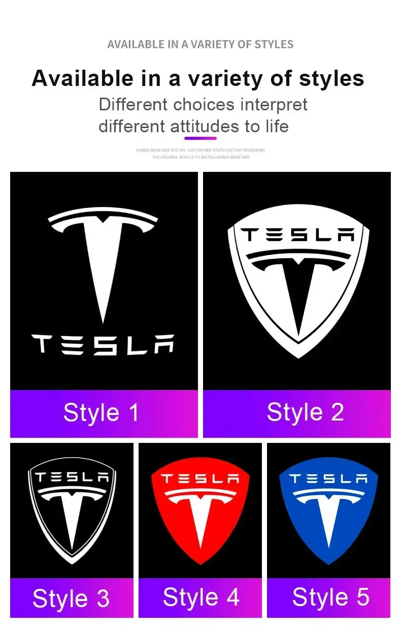 Tesla LED Door Welcome Light - Logo Projector Lamp 2pcs