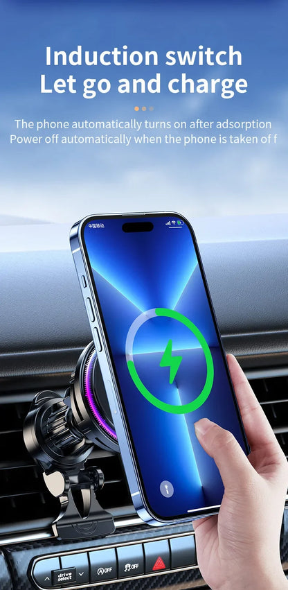 30W Ice Cooling Magnetic Wireless Car Charger - Fast Charging Station for iPhone 15/14/13/12 Pro Max