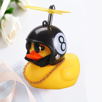 Car Duck with Helmet Wind Pendant - Yellow Duck Bike Accessory