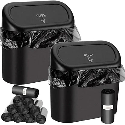 Car Trash Can with Lid - Leak-Proof Mini Waste Container with 300 Bags