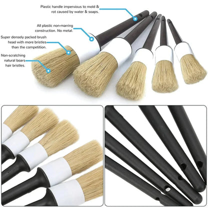 Car Detailing Brush Set - 3 Piece Cleaning Kit with Sponges & Towels