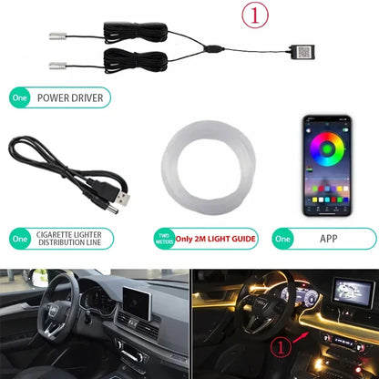 Flexible EL Wire Lights with App Control - Car Interior RGB LED Strip