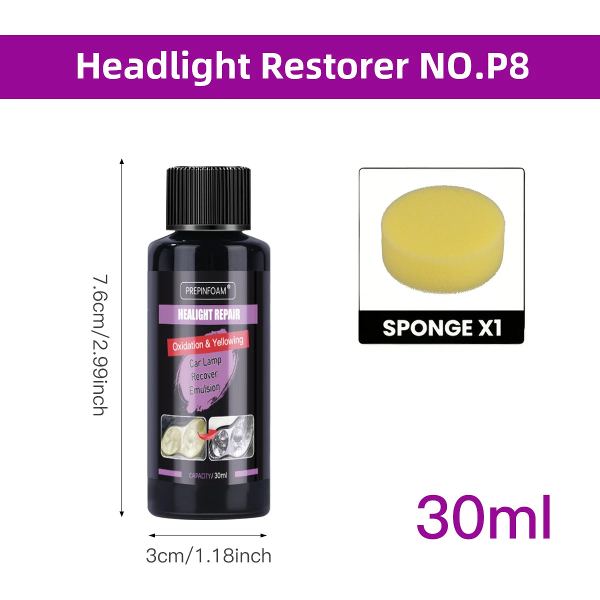 Professional Headlight Restoration Kit - Remove Oxidation & Polish Headlamps