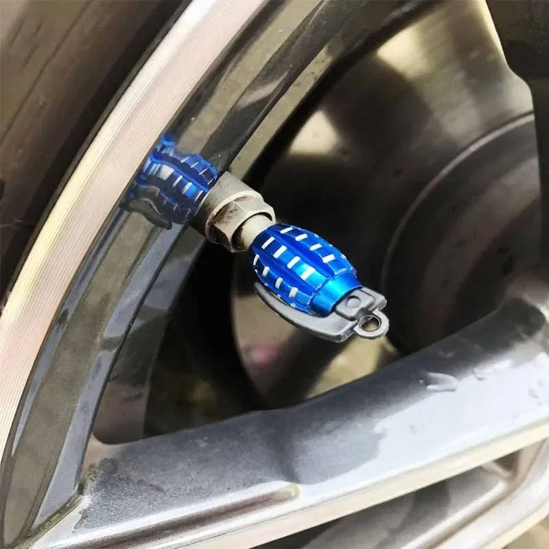 Aluminum Grenade Tire Valve Caps - 4PCS Car Tyre Valve Stems Cover Air Dust Caps