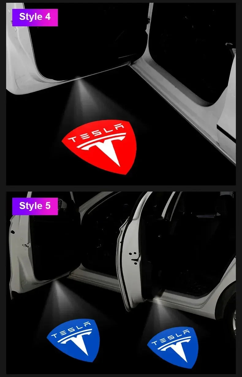 Tesla LED Door Welcome Light - Logo Projector Lamp 2pcs