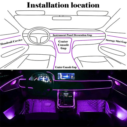 Flexible EL Wire Lights with App Control - Car Interior RGB LED Strip