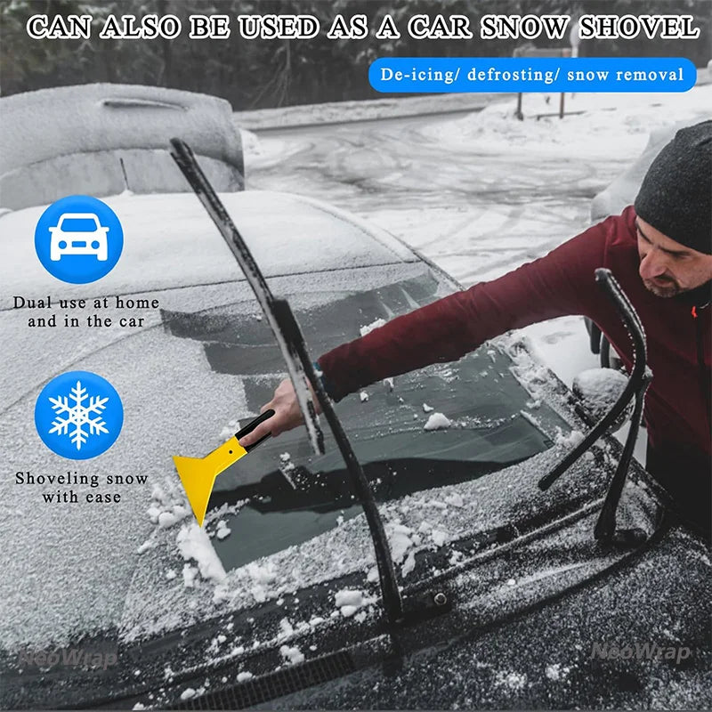 Car Windshield Ice Scraper - Triangle Snow Removal Tool with Long Handle