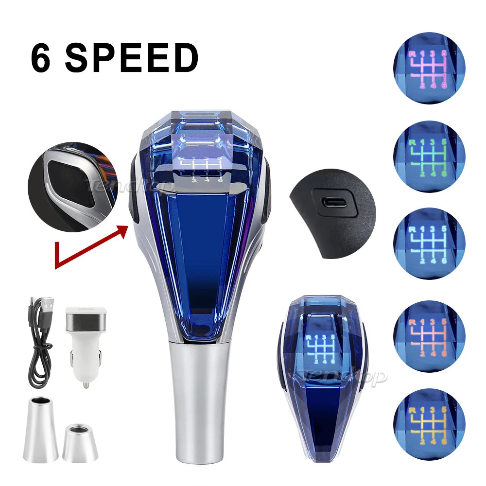 Universal Crystal LED Gear Shift Knob - 5 Speed with Lights