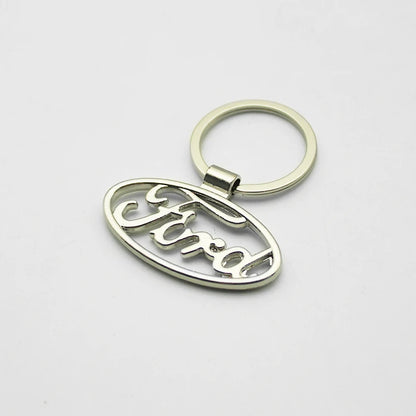Ford 3D Metal Leather Keychain Badge - Car Emblem Key Chain Ring