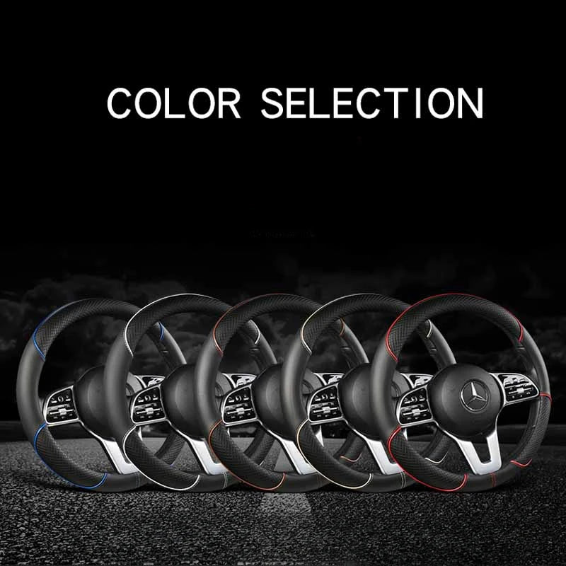 Premium Leather Steering Wheel Cover - Universal 14.5-15 Inch Diamond Pattern