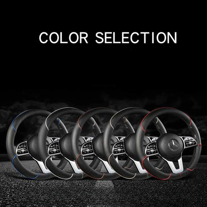 Premium Leather Steering Wheel Cover - Universal 14.5-15 Inch Diamond Pattern