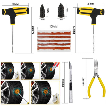 Car Tire Repair Kit 31PCS - Emergency Puncture Plug Tools with Glue