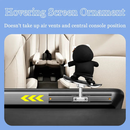 Car Skateboard Bear Decoration - Automatic Sliding Alloy Console Ornament